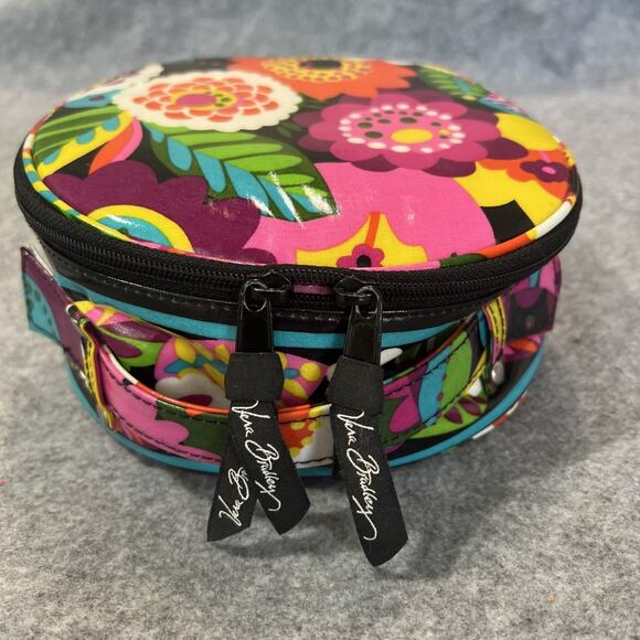 Vera Bradley FLORAL NIGHTINGALE‎ HATBOX Cosmetic Travel Case Vibrant - Picture 1 of 11